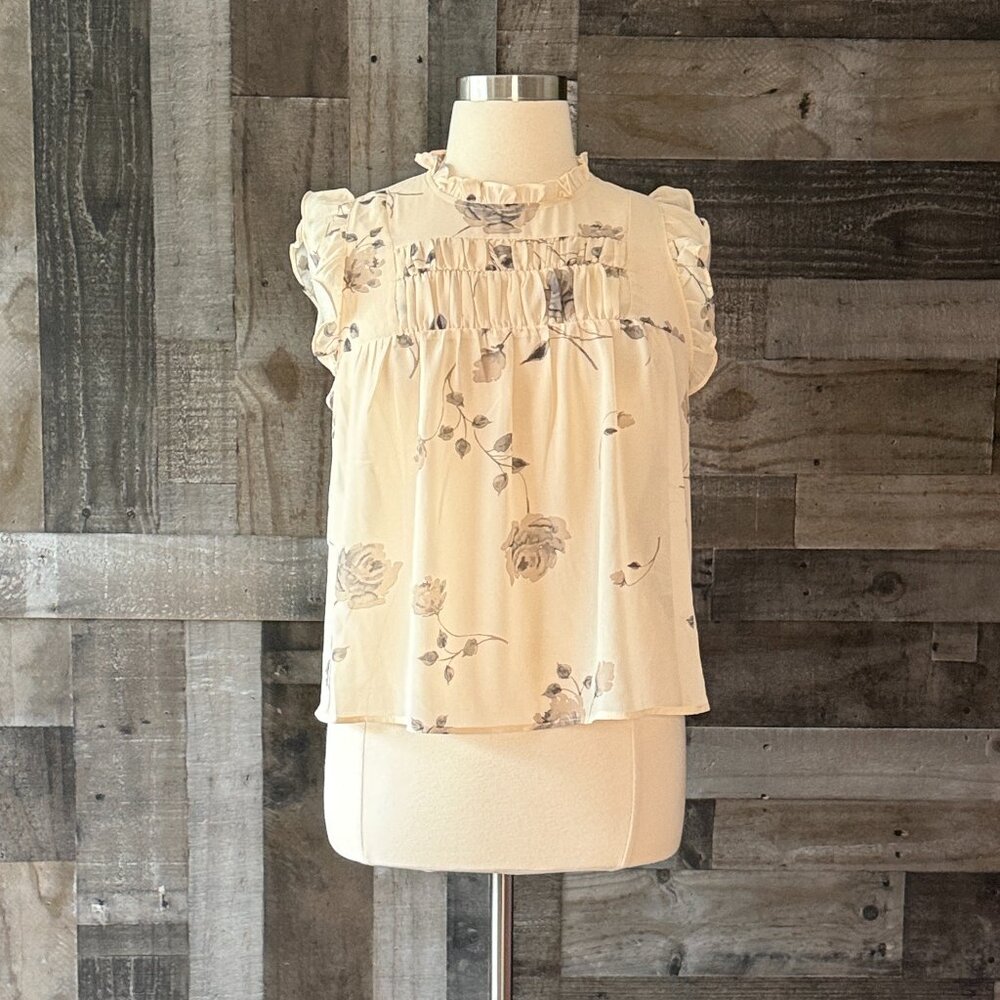 Torrid 00 sleeveless floral ruflle top pastel dark romantic whimsigoth summer - Picture 5 of 11